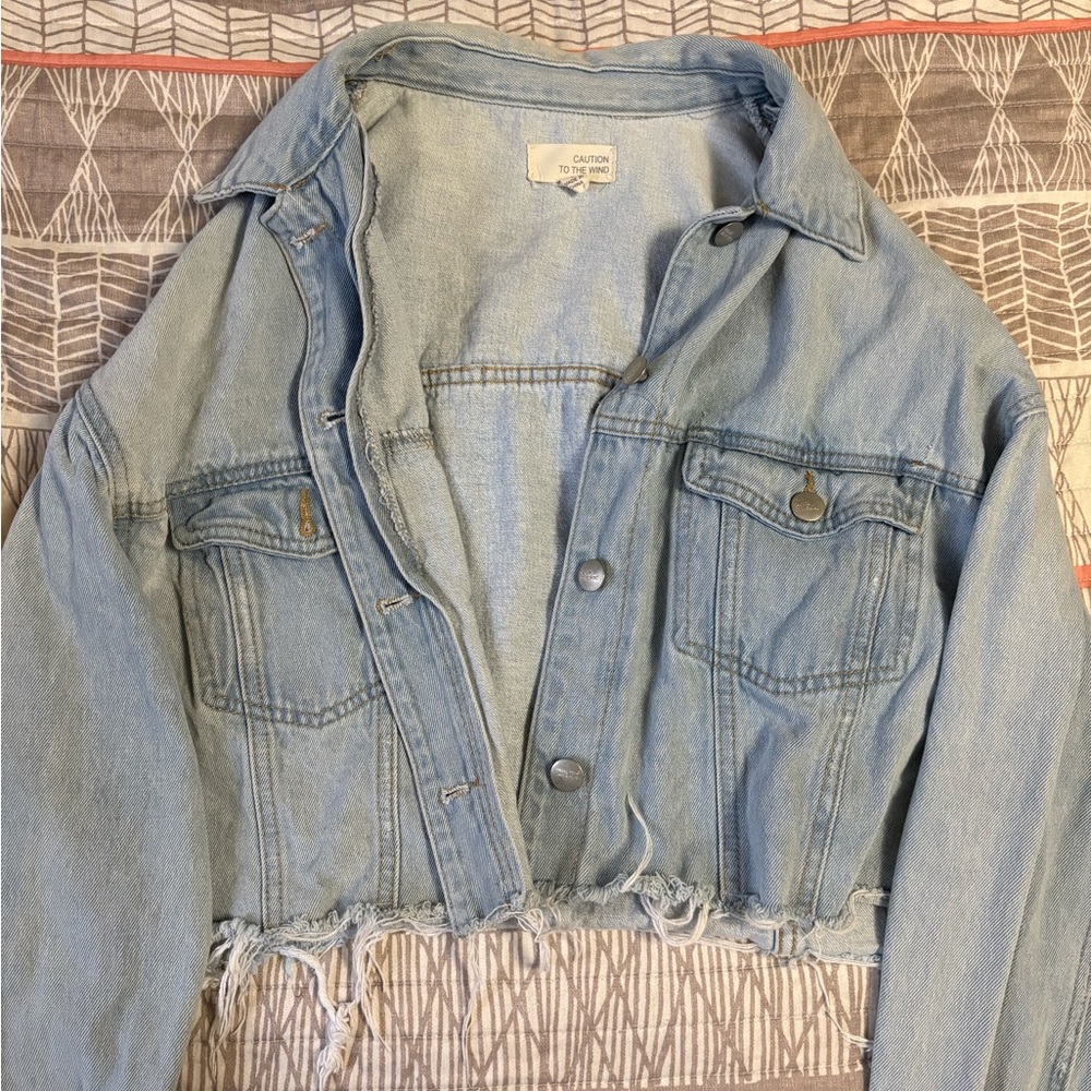 Light Blue Cropped Denim Jacket